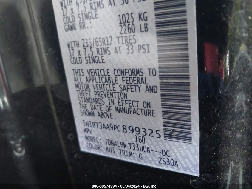 2023 NISSAN ROGUE 1.5L I3   N(VIN: 5N1BT3AA9PC899325