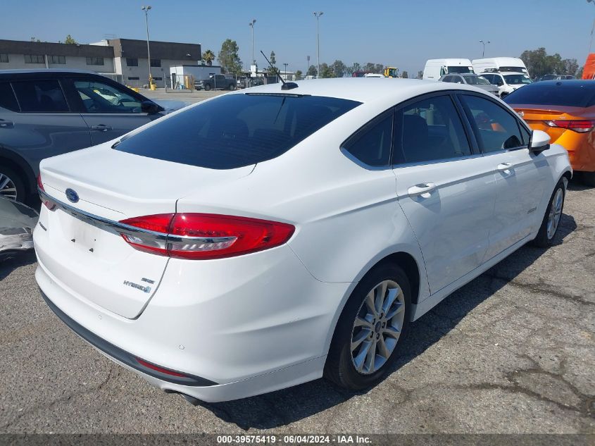 2017 Ford Fusion Hybrid Se VIN: 3FA6P0LUXHR344618 Lot: 39575419