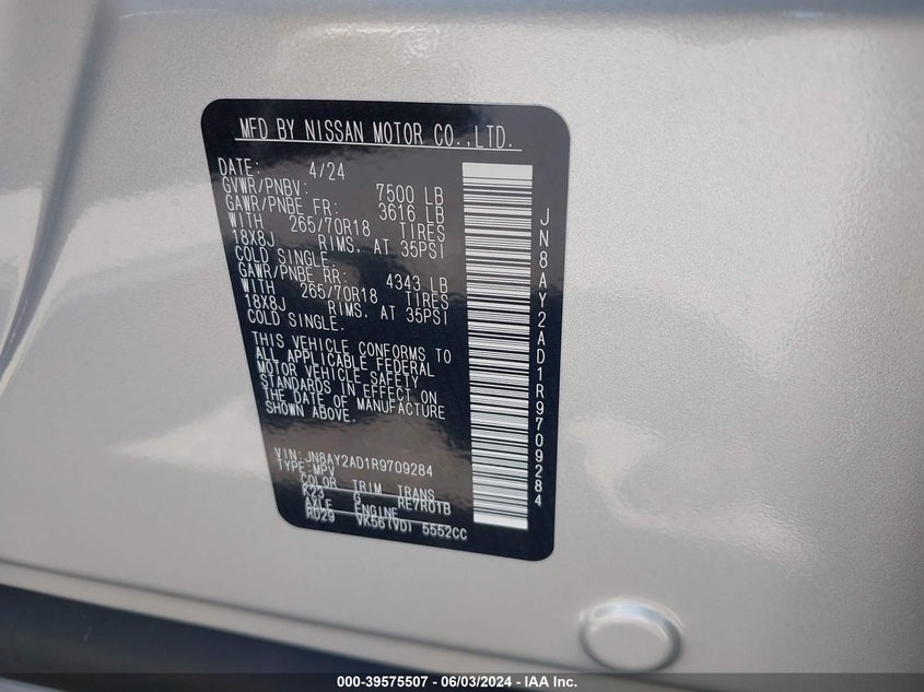 2024 NISSAN ARMADA SV 4WD - JN8AY2AD1R9709284