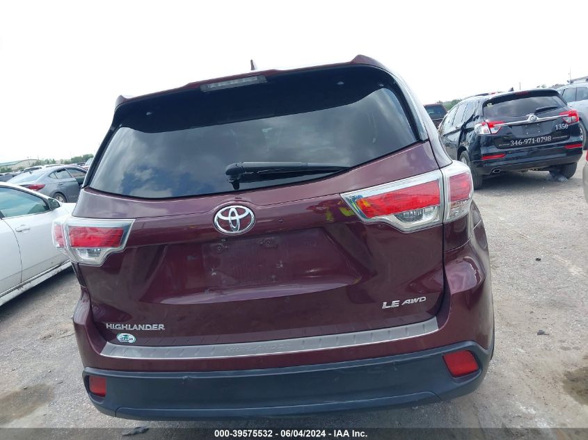 2015 Toyota Highlander Le Plus V6 VIN: 5TDBKRFH8FS088600 Lot: 39575532