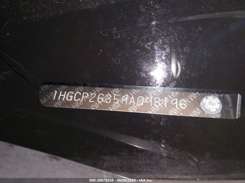 2009 Honda Accord 2.4 Lx VIN: 1HGCP26359A098196 Lot: 39575535