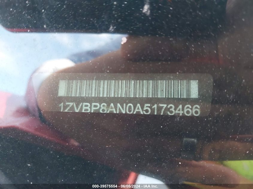 2010 Ford Mustang V6/V6 Premium VIN: 1ZVBP8AN0A5173466 Lot: 39575554