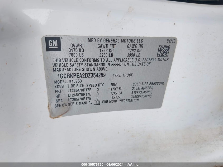 2013 CHEVROLET SILVERADO 1500 WORK TRUCK - 1GCRKPEA2DZ354289