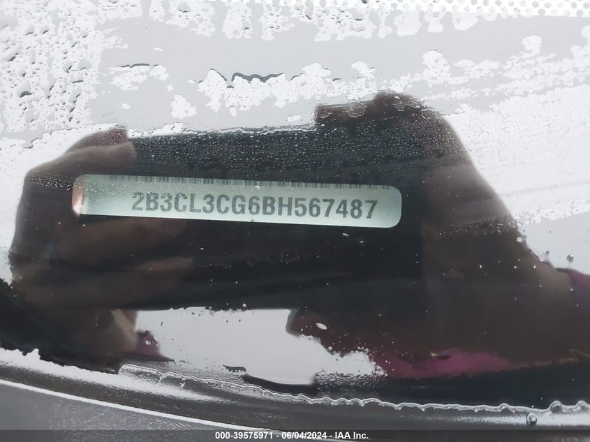 2011 Dodge Charger VIN: 2B3CL3CG6BH567487 Lot: 39575971