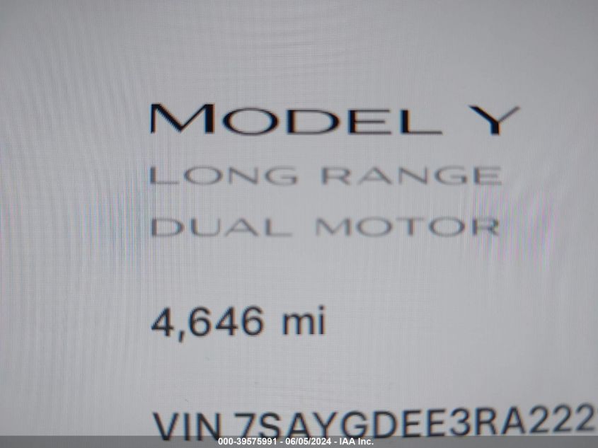 2024 TESLA MODEL Y - 7SAYGDEE3RA222170