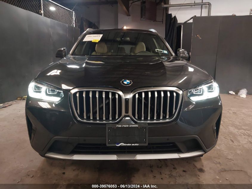 2022 BMW X3 xDrive30I VIN: 5UX53DP00N9K67019 Lot: 39576053