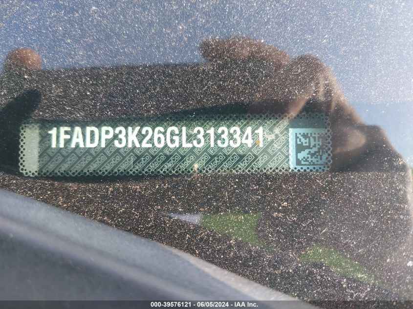 2016 Ford Focus Se VIN: 1FADP3K26GL313341 Lot: 39576121