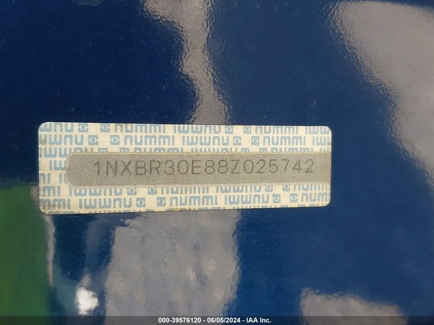 2008 Toyota Corolla S VIN: 1NXBR30E88Z025742 Lot: 39576120