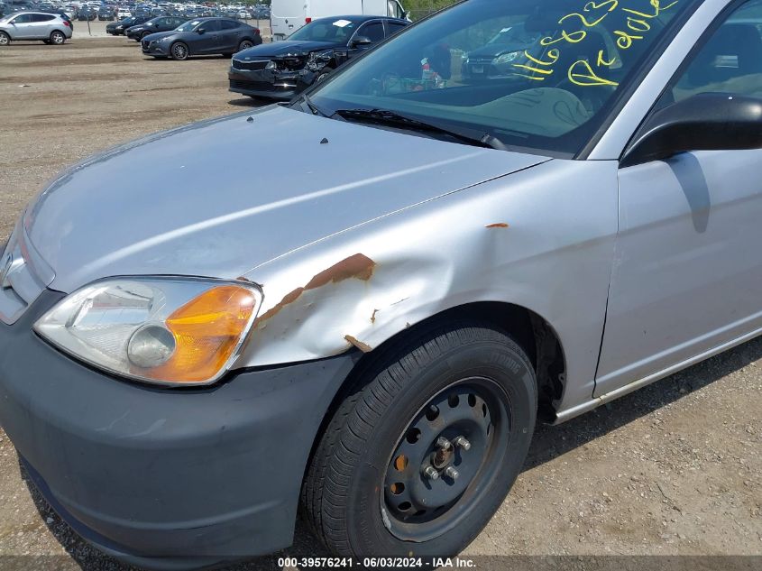 2003 Honda Civic Lx VIN: 1HGEM225X3L083892 Lot: 39576241