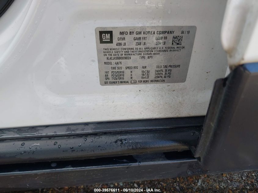 2019 Buick Encore Fwd Preferred VIN: KL4CJASB8KB898024 Lot: 39576611