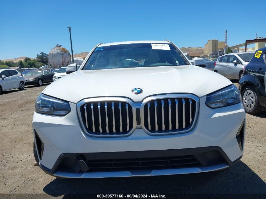 2022 BMW X3 xDrive30I VIN: 5UX53DP09N9J98492 Lot: 39577166