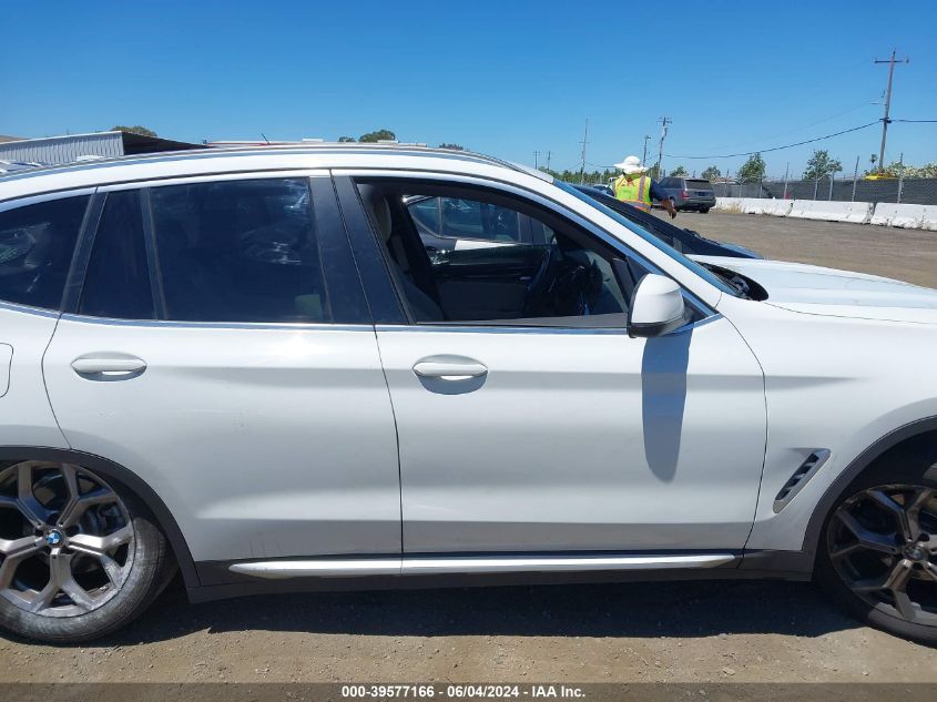 2022 BMW X3 xDrive30I VIN: 5UX53DP09N9J98492 Lot: 39577166