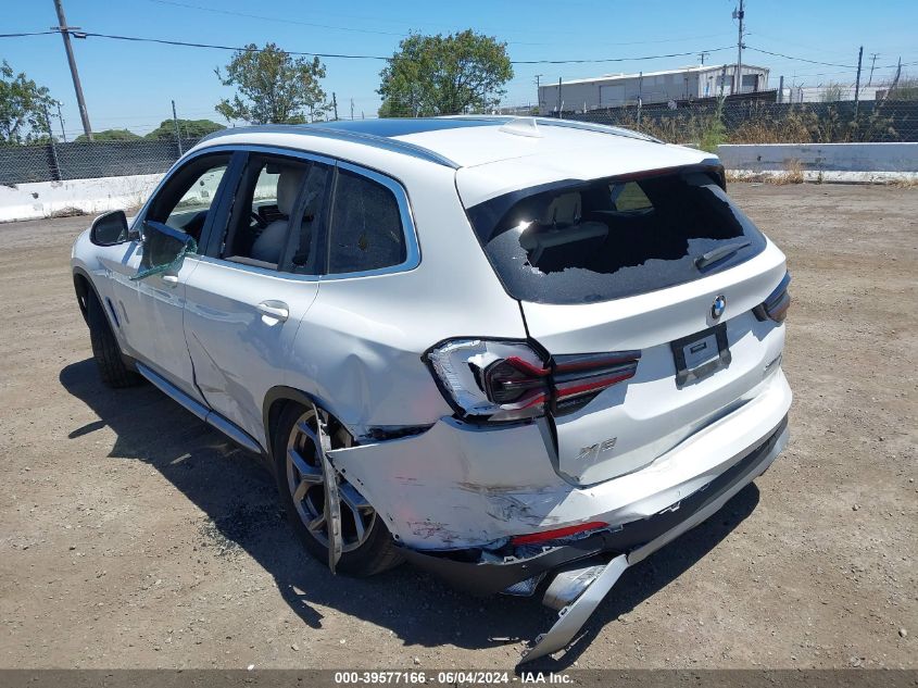 2022 BMW X3 xDrive30I VIN: 5UX53DP09N9J98492 Lot: 39577166