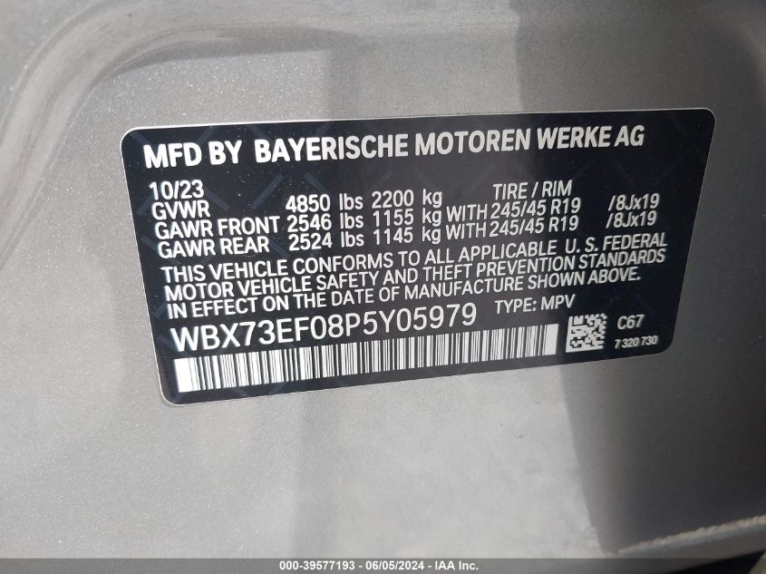 2023 BMW X1 xDrive28I VIN: WBX73EF08P5Y05979 Lot: 39577193