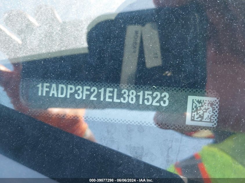 2014 Ford Focus Se VIN: 1FADP3F21EL381523 Lot: 39577298