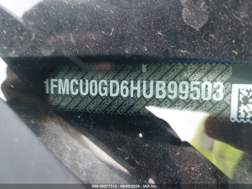 2017 Ford Escape Se VIN: 1FMCU0GD6HUB99503 Lot: 39577312