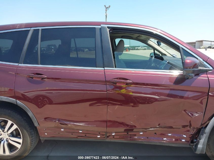 2016 Honda Pilot Ex-L VIN: 5FNYF5H57GB003830 Lot: 39577423