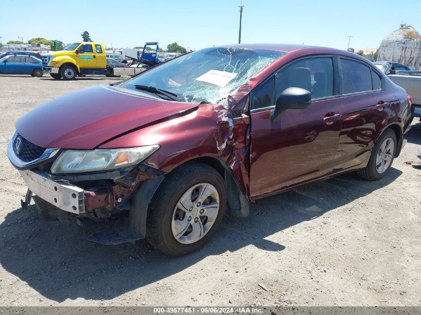 2013 Honda Civic Lx VIN: 19XFB2F55DE248602 Lot: 39577451