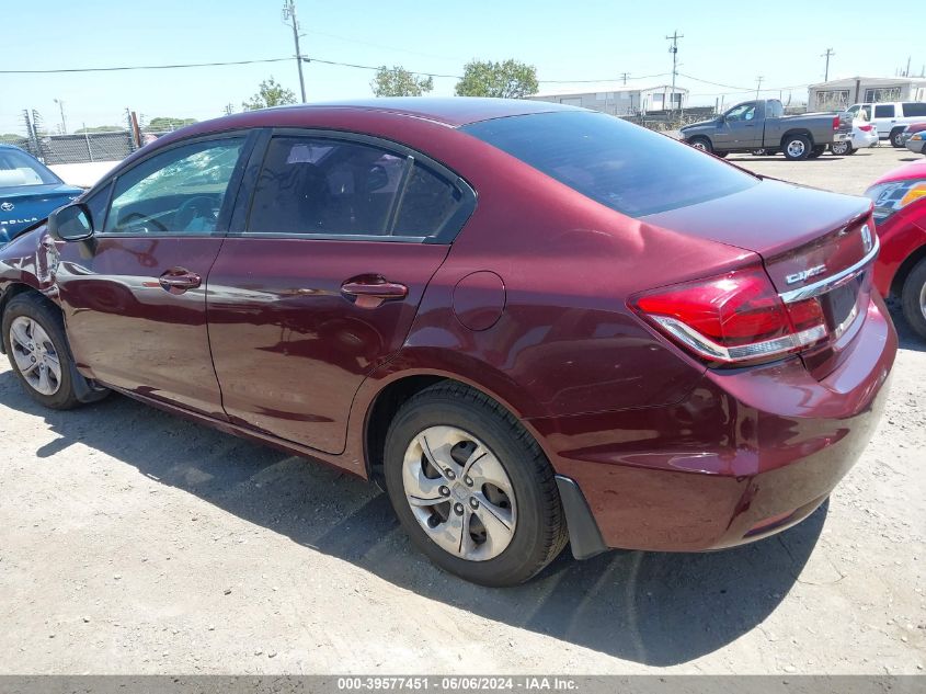 2013 Honda Civic Lx VIN: 19XFB2F55DE248602 Lot: 39577451