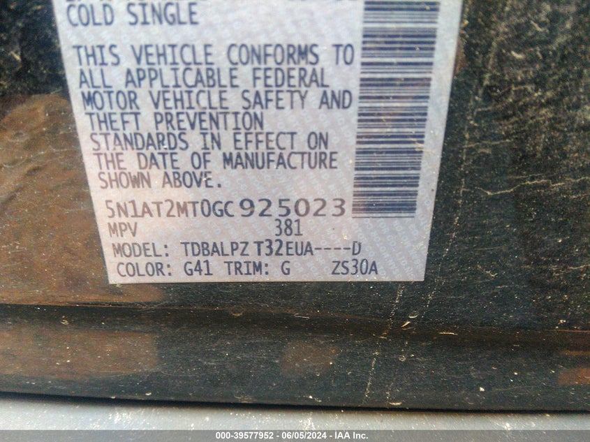 2016 Nissan Rogue S VIN: 5N1AT2MT0GC925023 Lot: 39577952