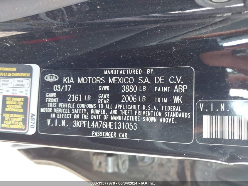 2017 KIA FORTE LX - 3KPFL4A76HE131053