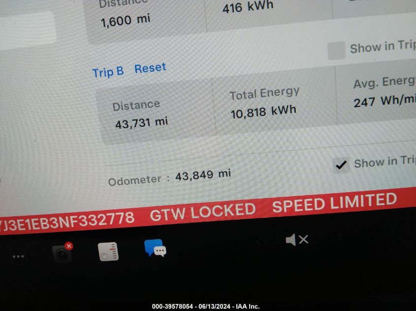 2022 Tesla Model 3 Long Range Dual Motor All-Wheel Drive VIN: 5YJ3E1EB3NF332778 Lot: 39578054