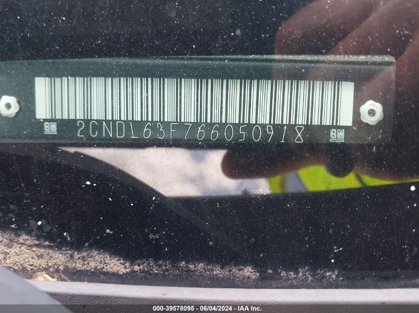 2006 Chevrolet Equinox Lt VIN: 2CNDL63F766050918 Lot: 39578095