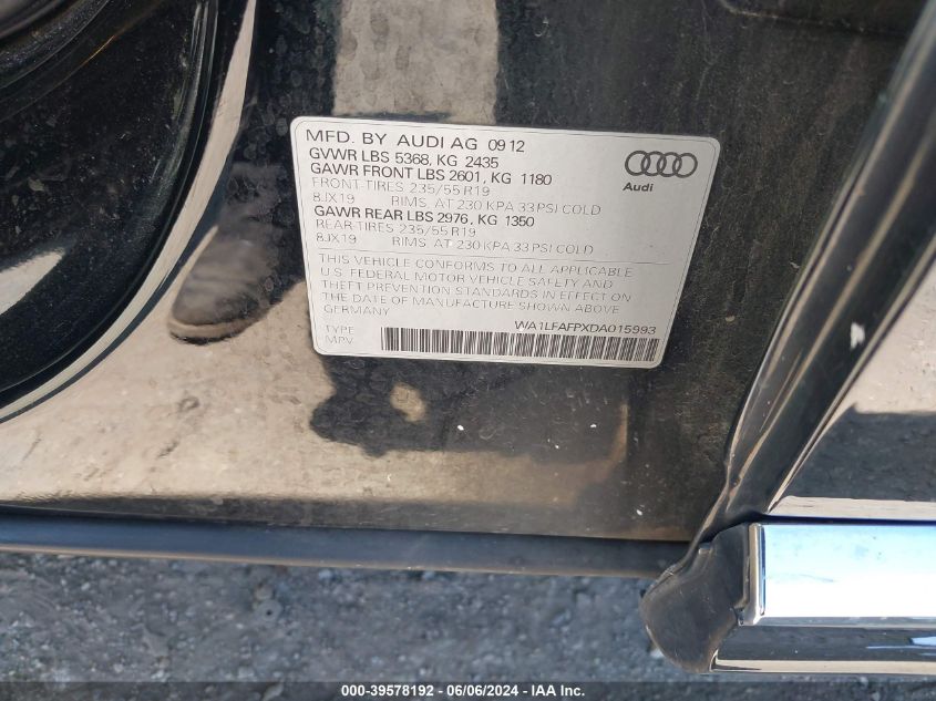 WA1LFAFPXDA015993 2013 Audi Q5 2.0T Premium