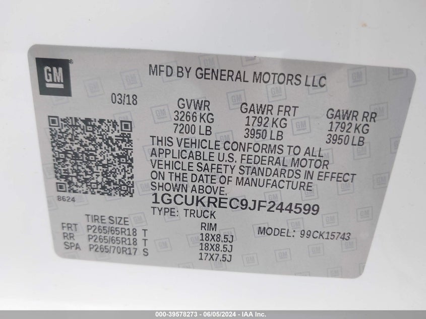 2018 CHEVROLET SILVERADO 1500 1LT - 1GCUKREC9JF244599