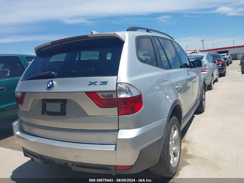 2008 BMW X3 3.0Si VIN: WBXPC93498WJ10078 Lot: 39578443