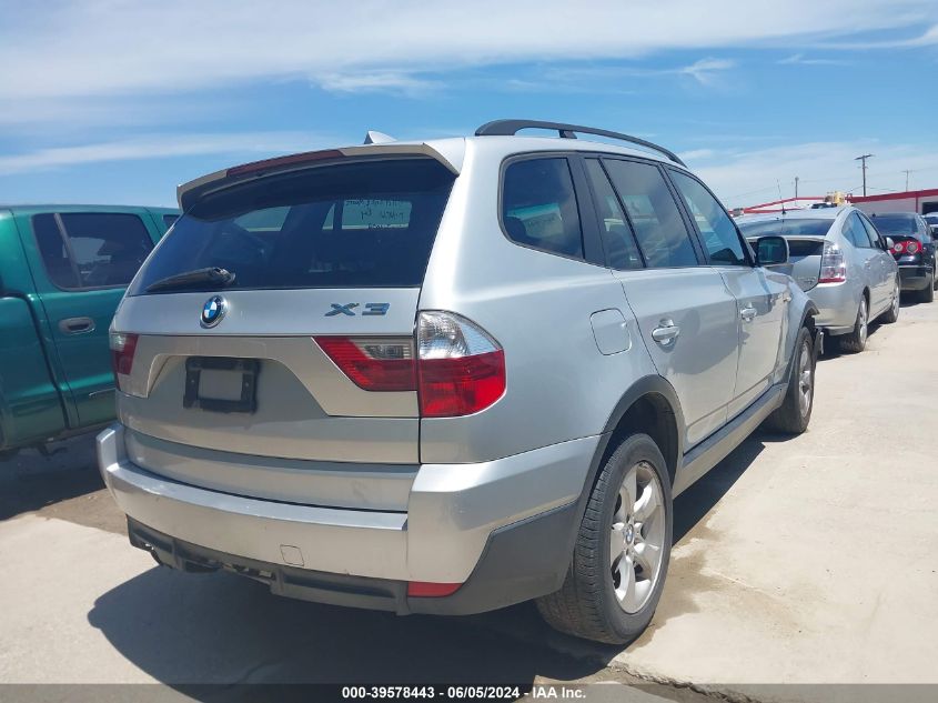 2008 BMW X3 3.0Si VIN: WBXPC93498WJ10078 Lot: 39578443