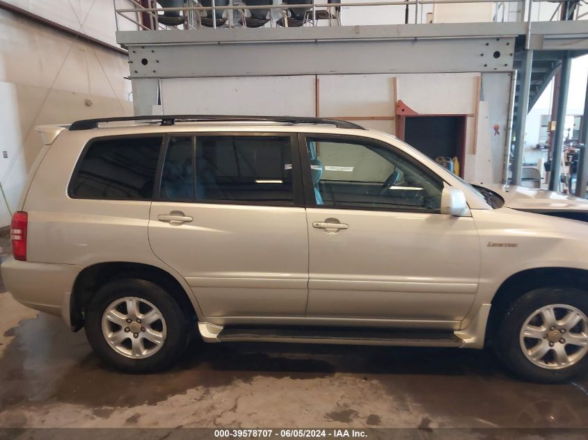 2002 Toyota Highlander Limited V6 VIN: JTEHF21A120075955 Lot: 39578707