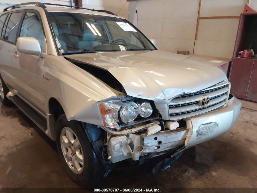 2002 Toyota Highlander Limited V6 VIN: JTEHF21A120075955 Lot: 39578707