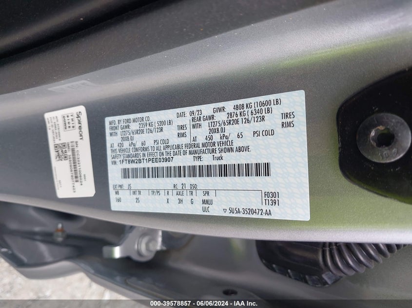 2023 Ford F-250 Xlt VIN: 1FT8W2BT1PEE03907 Lot: 39578857