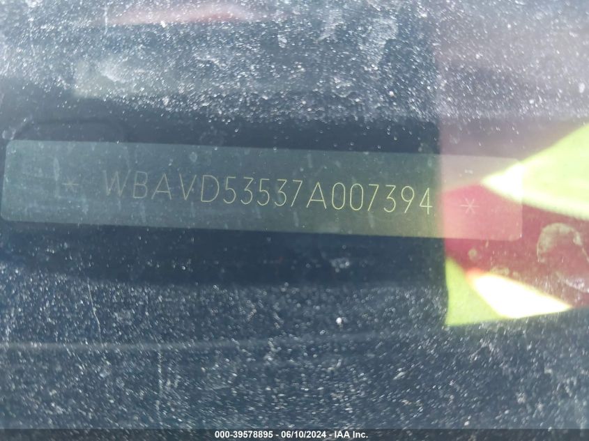 2007 BMW 335Xi VIN: WBAVD53537A007394 Lot: 39578895