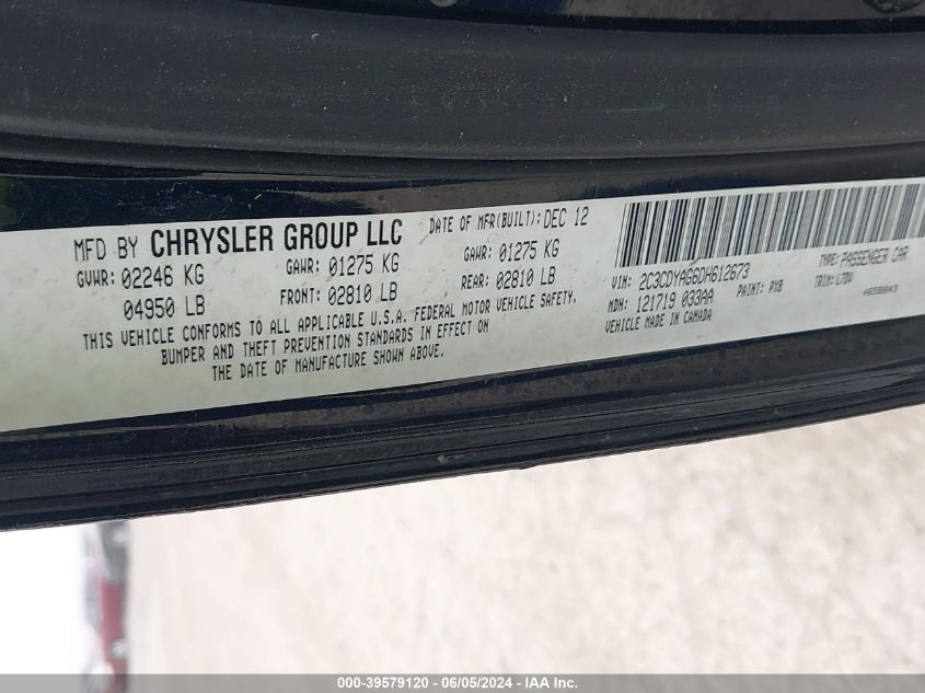 2013 Dodge Challenger Sxt VIN: 2C3CDYAG6DH612673 Lot: 39579120