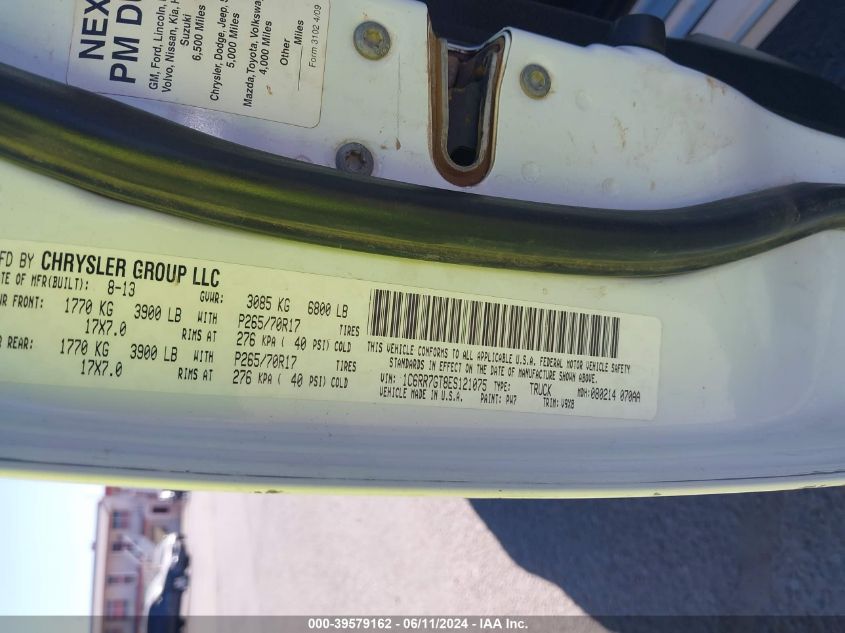 2014 Ram 1500 Slt VIN: 1C6RR7GT8ES121075 Lot: 39579162