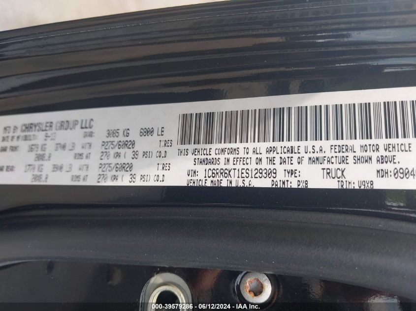 2014 Ram 1500 Express VIN: 1C6RR6KT1ES129309 Lot: 39579286