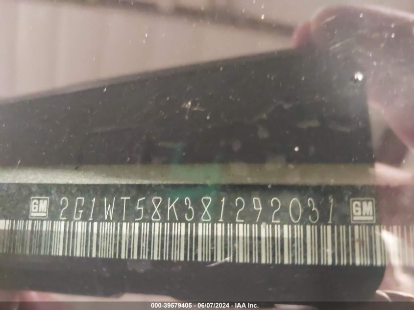 2008 Chevrolet Impala Lt VIN: 2G1WT58K381292031 Lot: 39579405