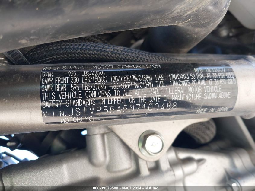 2022 SUZUKI SV650 - JS1VP55A5N7100488