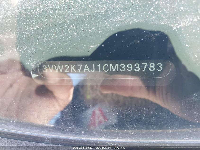 2012 Volkswagen Jetta 2.0L Base/2.0L S VIN: 3VW2K7AJ1CM393781 Lot: 39579837