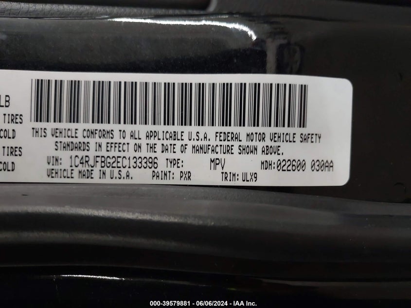 2014 Jeep Grand Cherokee Limited VIN: 1C4RJFBG2EC133396 Lot: 39579881