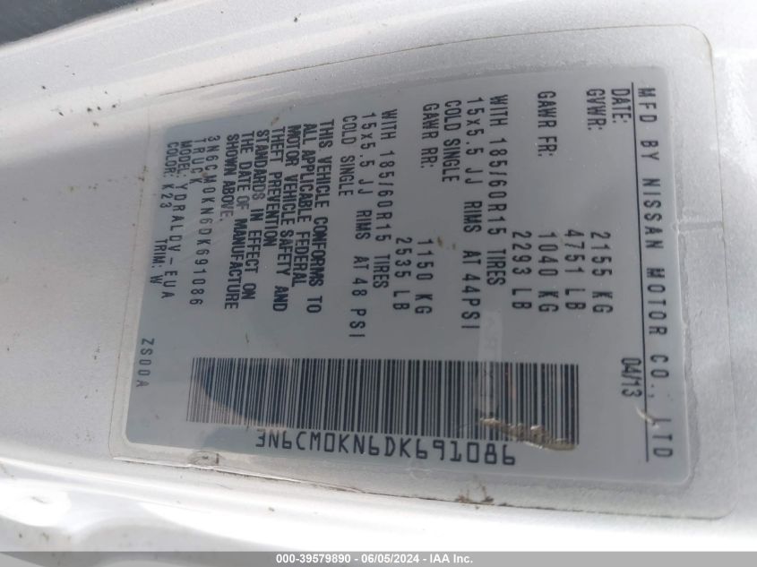 2013 NISSAN NV200 S - 3N6CM0KN6DK691086