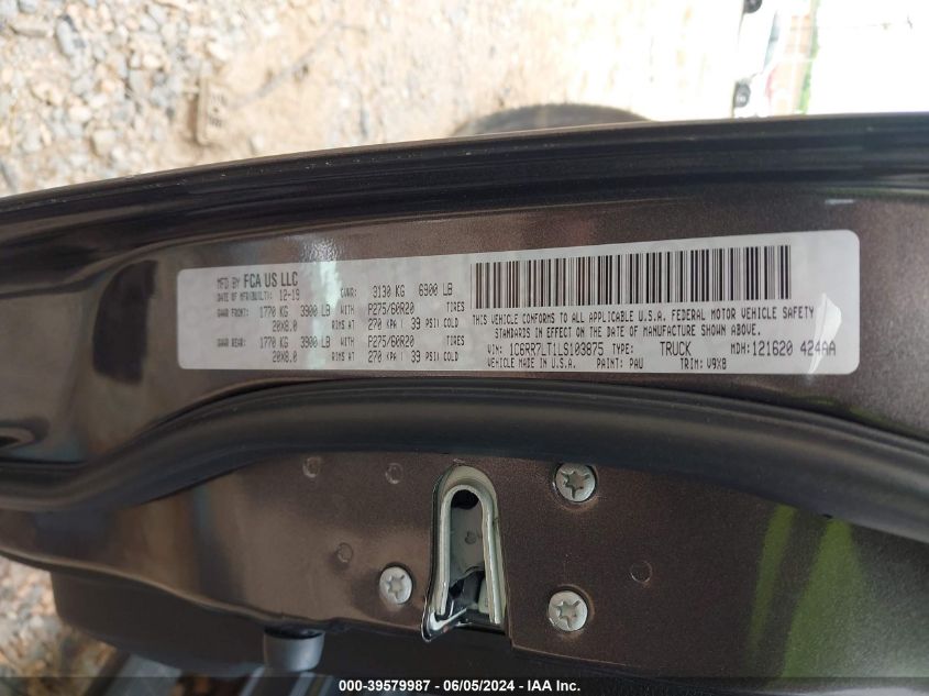 2020 Ram 1500 Classic Warlock 4X4 5'7 Box VIN: 1C6RR7LT1LS103875 Lot: 39579987