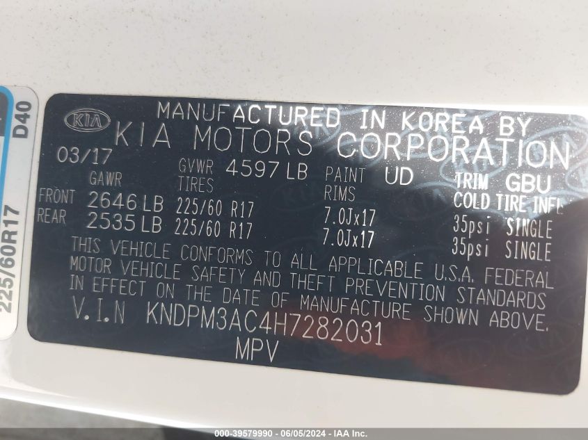 KNDPM3AC4H7282031 2017 Kia Sportage Lx