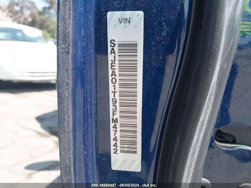 2003 Jaguar S-Type 3.0L V6 VIN: SAJEA01T93FM47442 Lot: 39580487