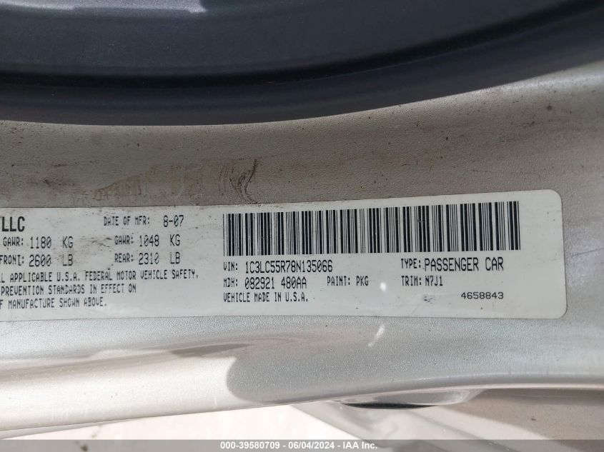 2008 Chrysler Sebring Touring VIN: 1C3LC55R78N135066 Lot: 39580709