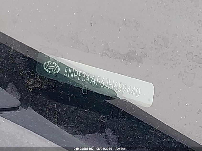 2018 Hyundai Sonata Limited VIN: 5NPE34AF6JH659440 Lot: 39581103