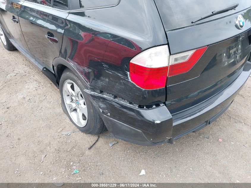 2008 BMW X3 3.0Si VIN: WBXPC93478WJ15327 Lot: 39581229