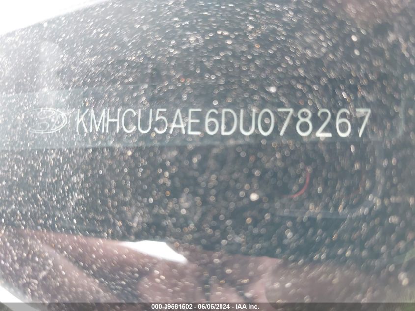 2013 Hyundai Accent Se VIN: KMHCU5AE6DU078267 Lot: 39581502